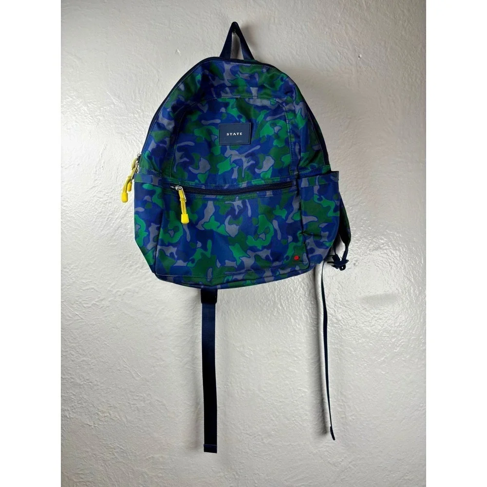 STATE Kane Kids Backpack Green Blue Camouflage School Travel Outdoor Camo 2 Zip‎